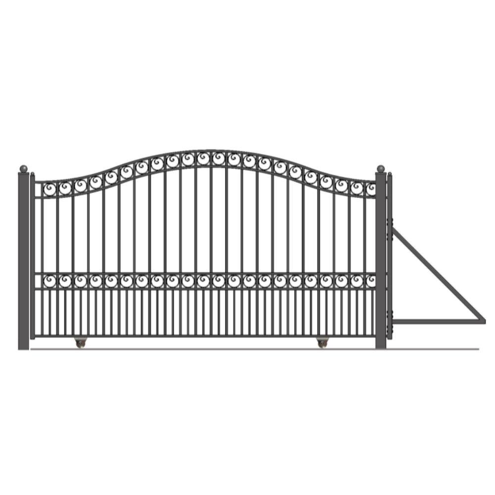 ALEKO Paris Style 14 ft. x 6 ft. Black Steel Single Slide Driveway Fence Gate DG14PARSSL-HD