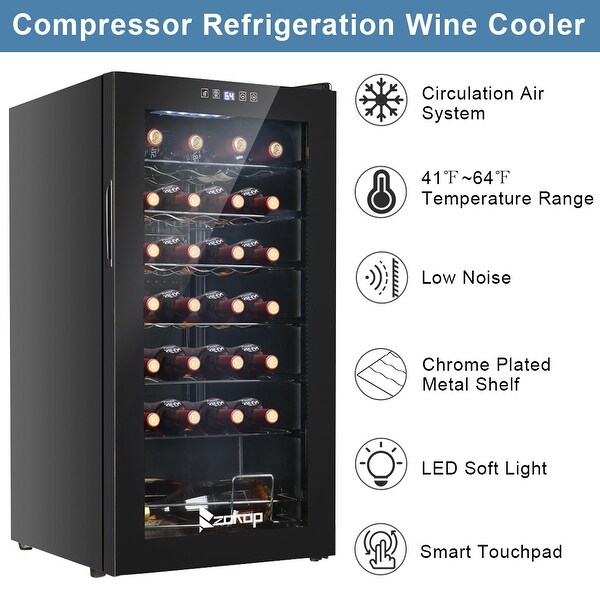 28-Bottle Compressor Wine Cooler with Digital Touchscreen