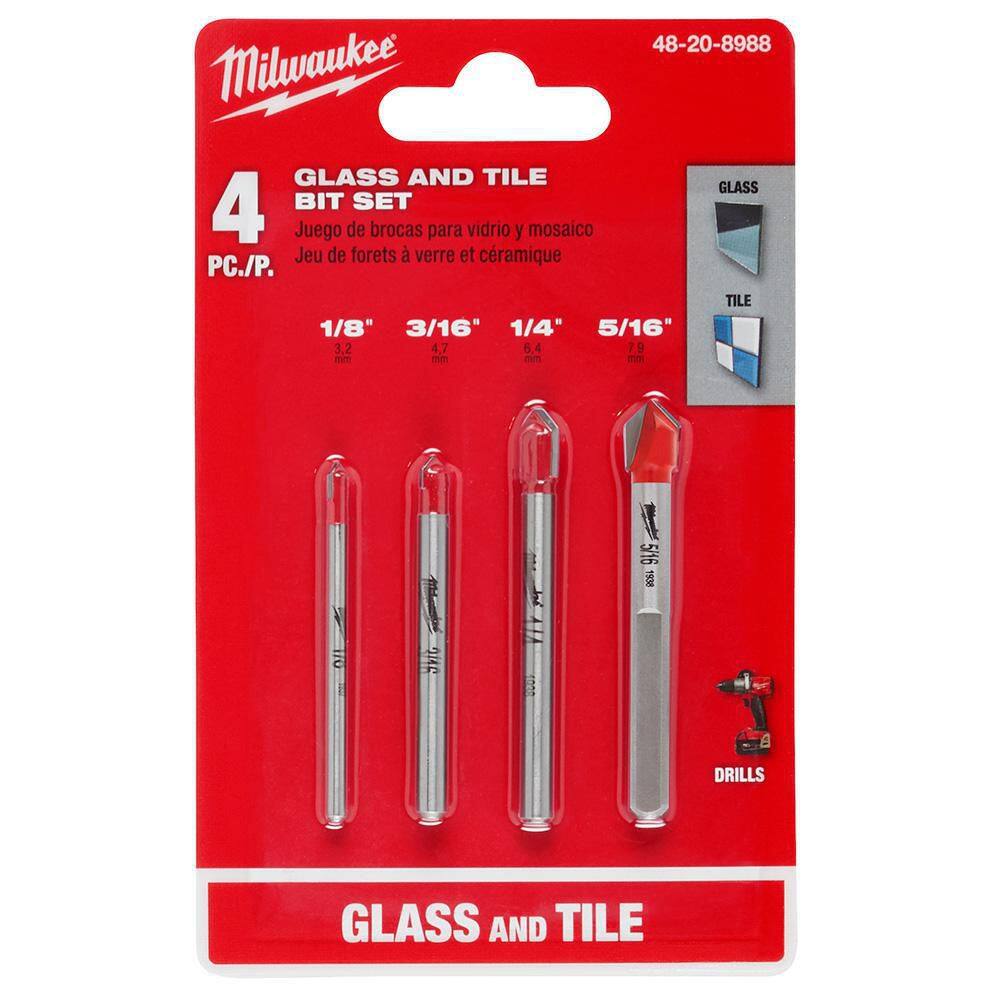 MW Carbide Glass and Tile Drill Bit Set (4-Pack) 48-20-8988