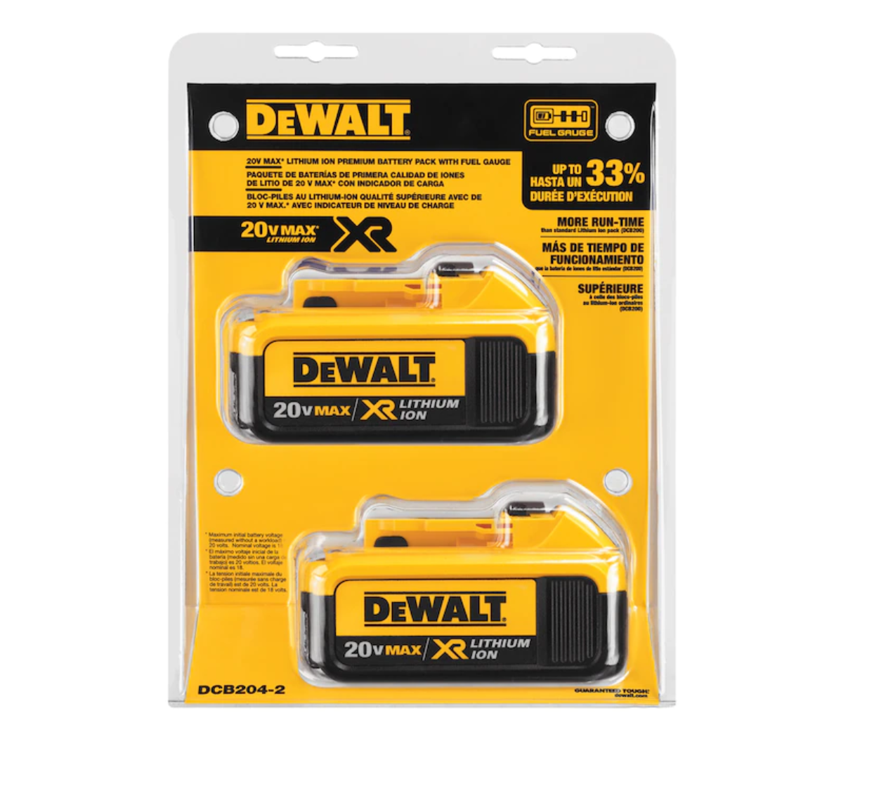 DEWALT DCB204-2 20-Volt Max 2-Pack 4 Amp-Hour; 4 Amp-Hour Lithium Power Tool Battery Kit