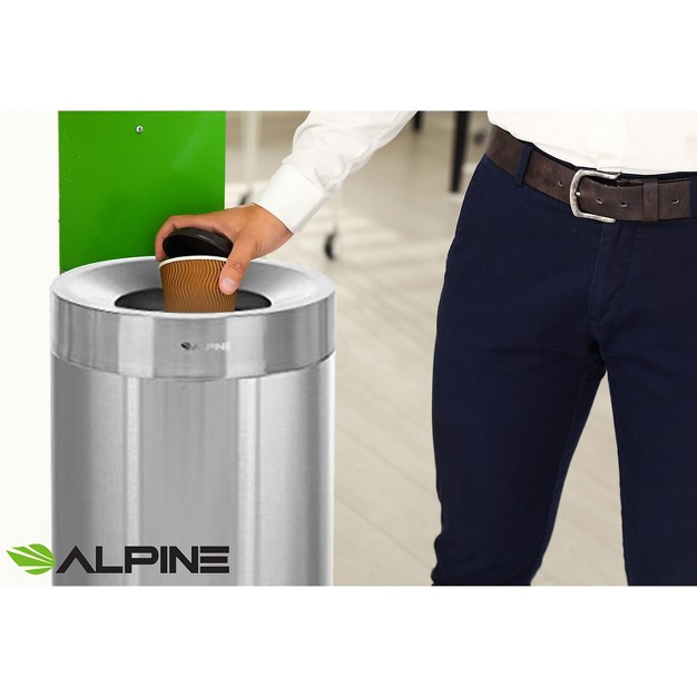 Alpine Industries Stainless Steel Trash Can With Open Lid 27 gallon 2 pack alp475 27 2pk