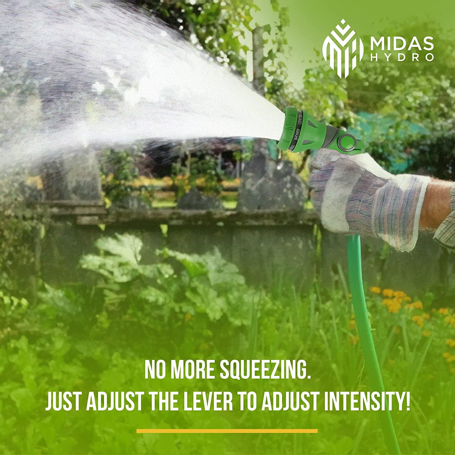 Midas Hydro Garden Hose Sprayer Nozzle - Heavy Duty Water Hose Sprayer Nozzle - 8 Settings