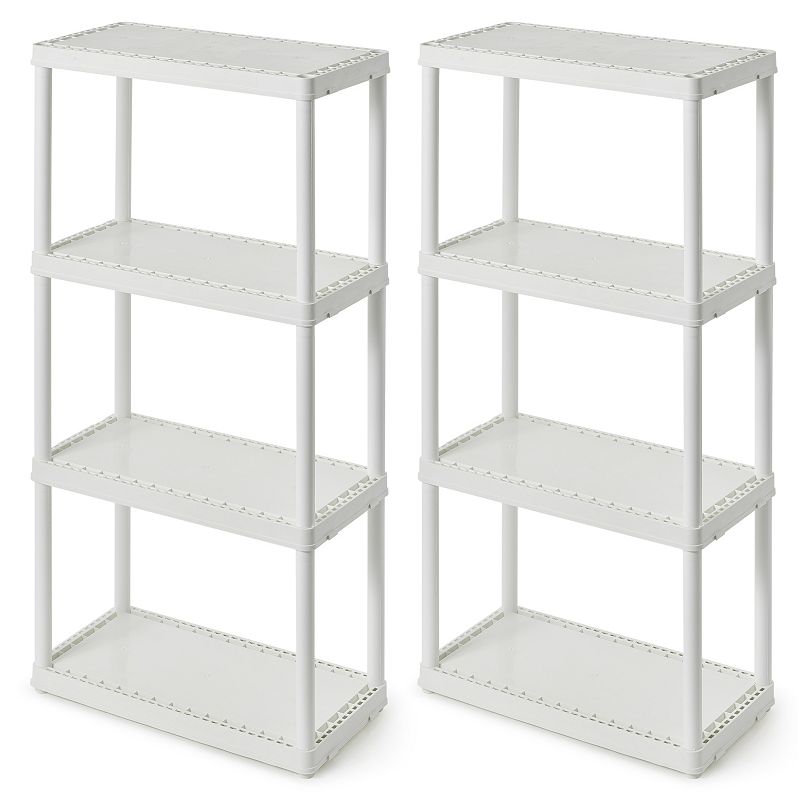 Gracious Living 4 Shelf Fixed Height Solid Light Duty Storage Unit， White， 2 Pk