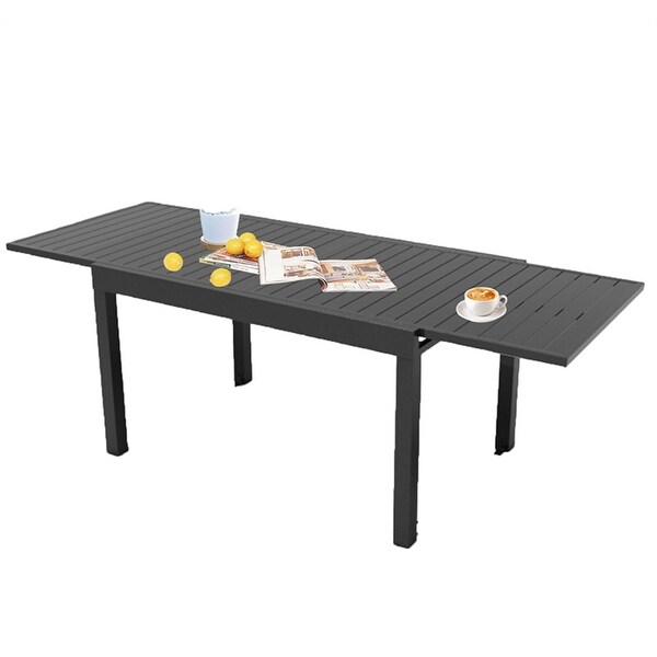 Patio Aluminum Extendable Dining Table with Adjustable Legs