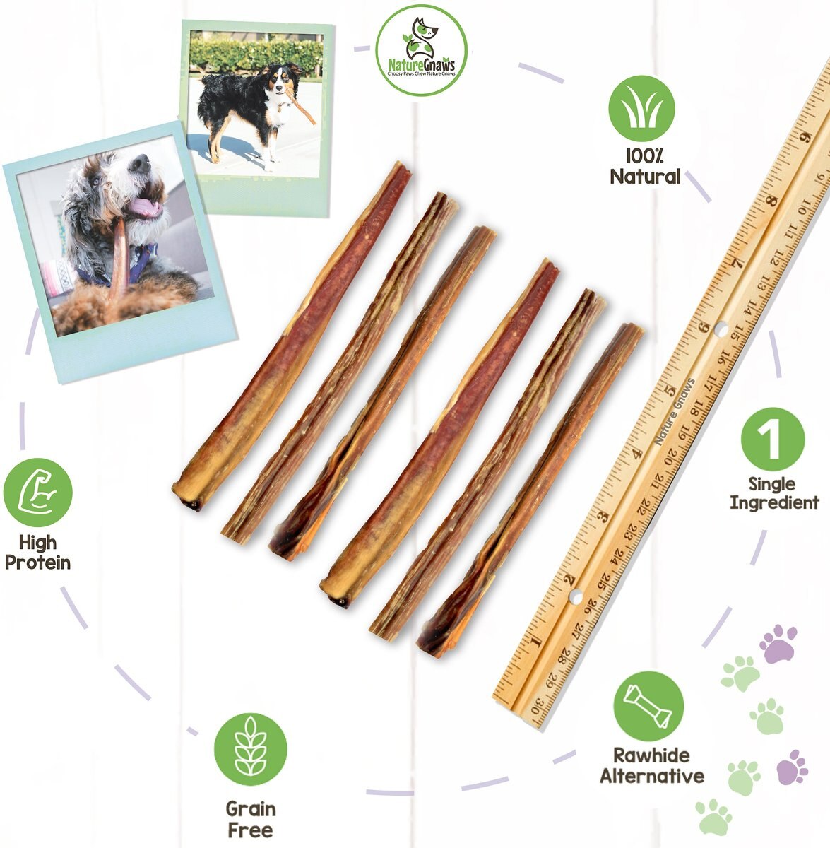 Nature Gnaws Large Bully Sticks 5 - 6\