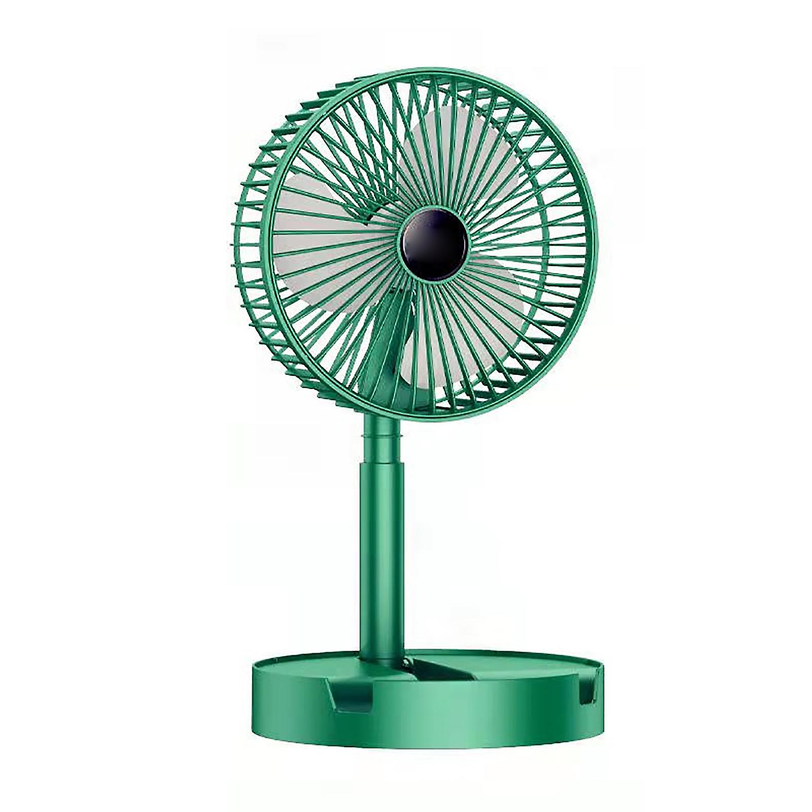 USB Small Fan Portable 1200mAh Lithium Battery Silent Desktop Fan for Home Office Green