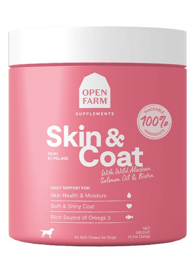 OPEN FARM SKIN and COAT SUPPLEMENT CHEWS FOR DOGS;