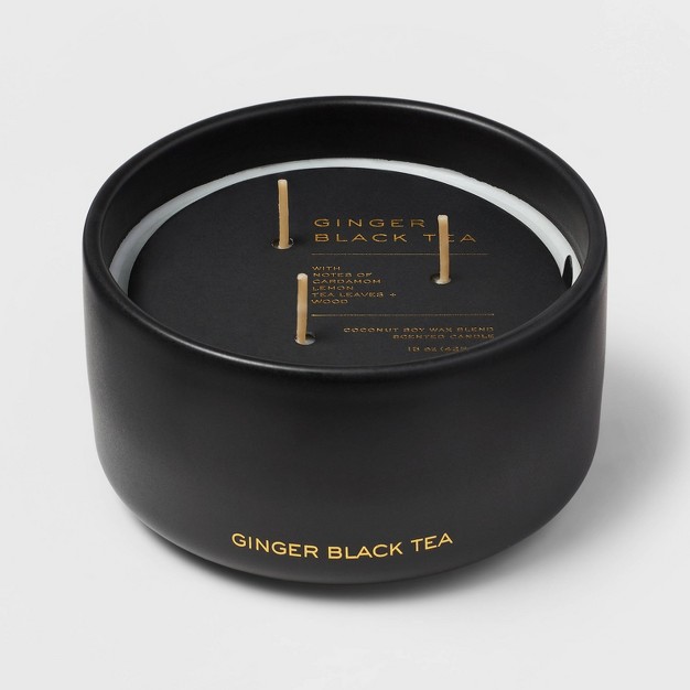 15oz Ceramic Jar 3 wick Black Label Ginger Black Tea Candle