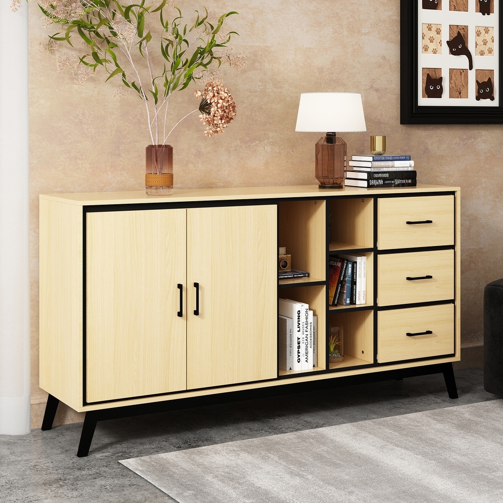 Buffet Cabinet: Rustic Charm with Adjustable Shelves Sideboard Server   61.4\