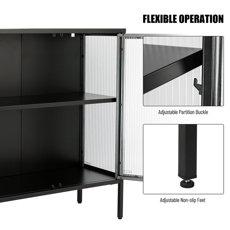 Elegant Storage Cabinet with Adjustable Shelves   Black