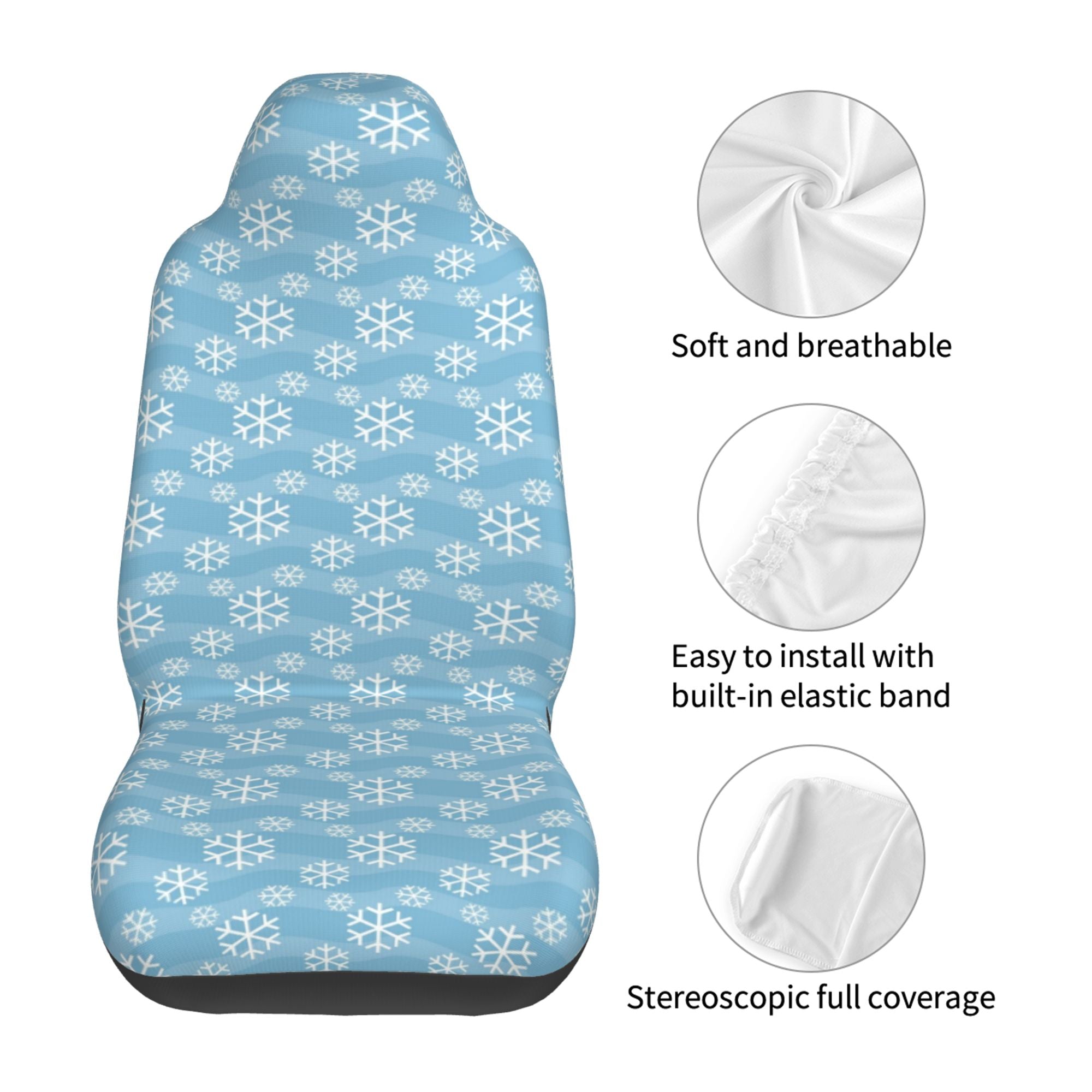 ZICANCN Car Seat Cover Snowflakes Winter Car Front Seat Covers Protectors ， Automotive Seat Covers for Cars Trucks Suv