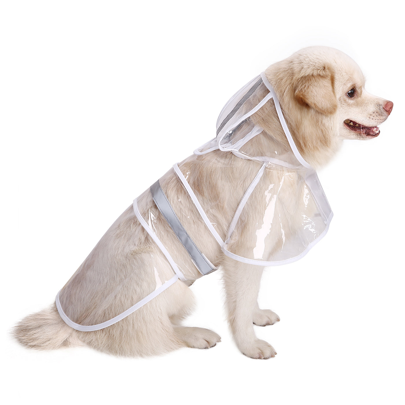 HDE Dog Raincoat Clear Waterproof Rain Jacket with Hood and Reflective Safety Strip for Small to X-Large Dogs and Puppies