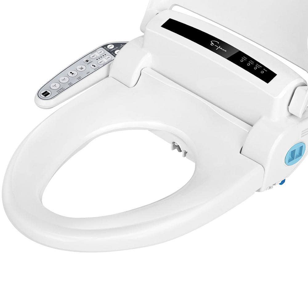 Empava Electric Bidet Seat for Elongated Toilets in White with Fusion Heating Technology