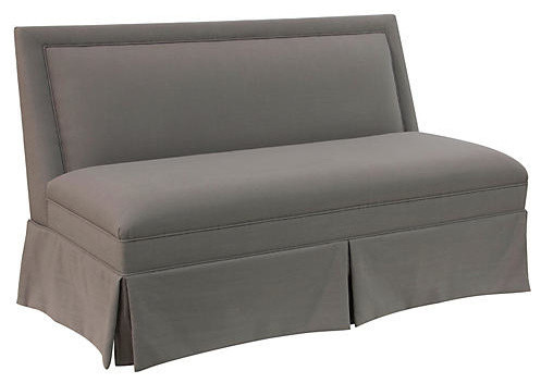 Harper Settee  Pewter Performance Linen Blend Fabric   Traditional   Loveseats   by Taylor Burke Home  Houzz