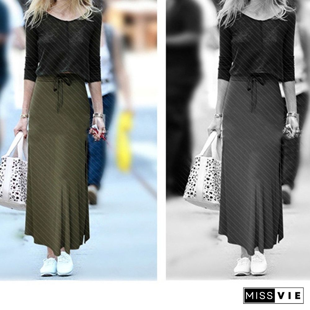 Spring Summer Women Fashion Casual Dress High Waist Loose Street Style Skirt Plus Size