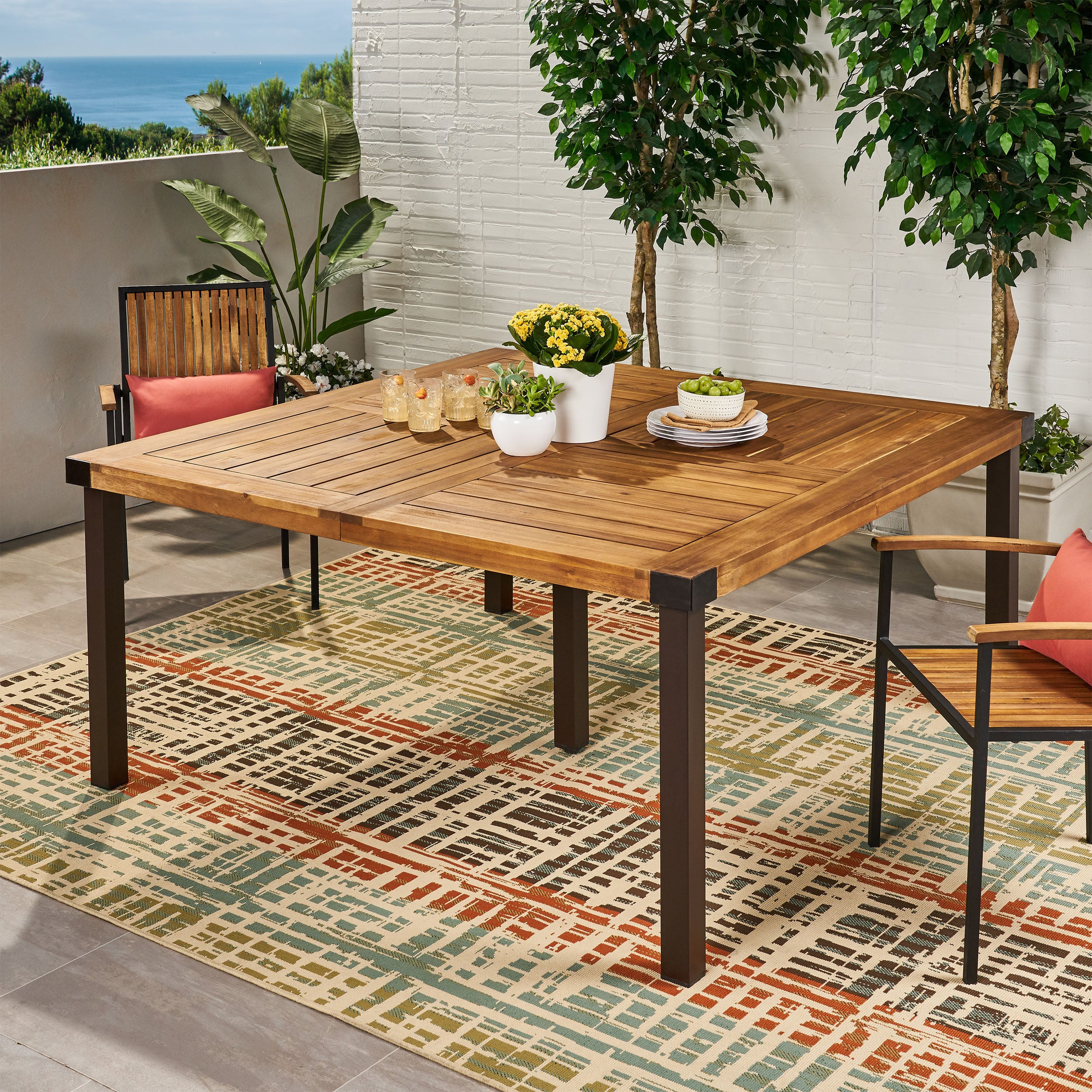 Maggie Outdoor Acacia Wood Dining Table