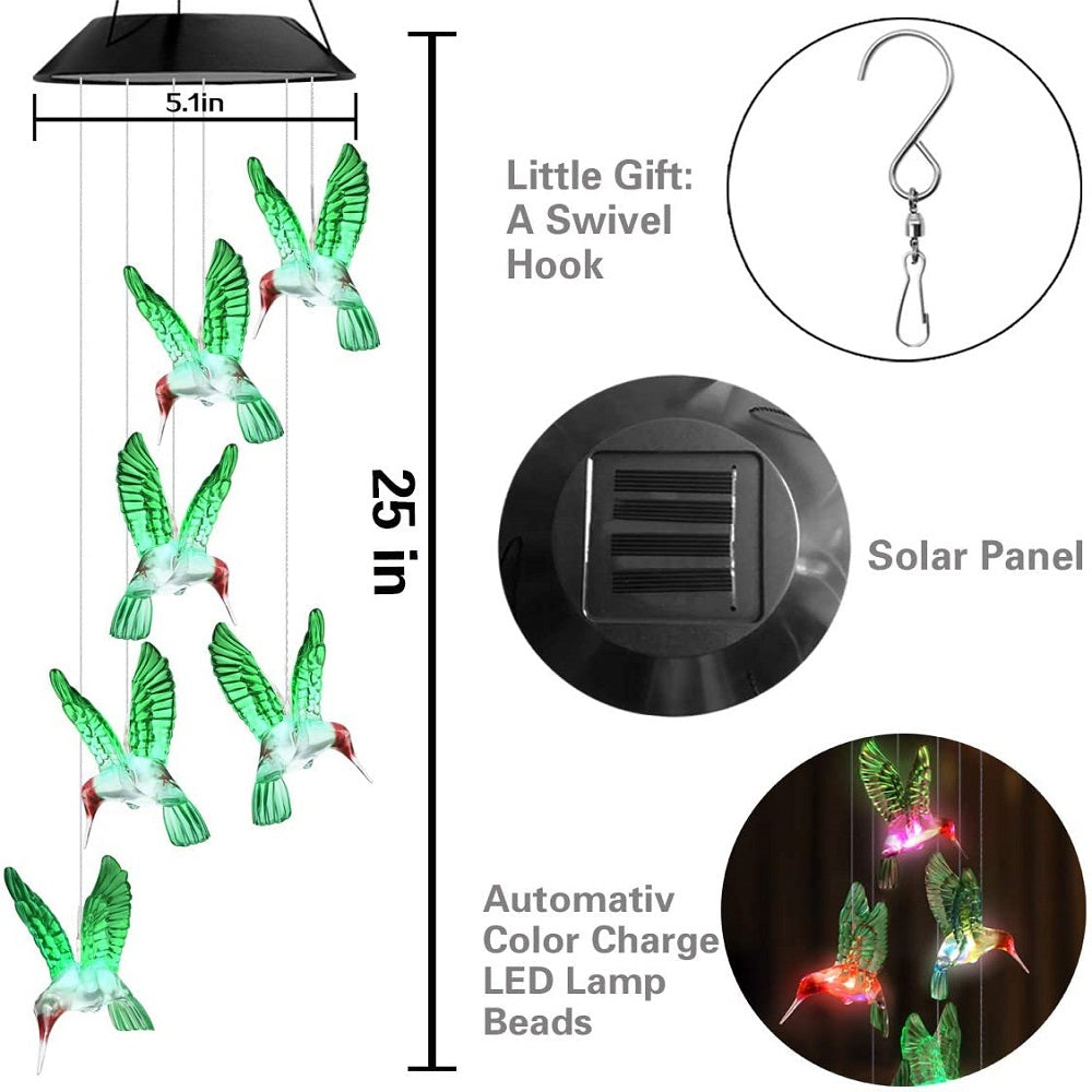 SolarEra Solar Lights， Hummingbird Wind Chimes Outdoor， Gifts for mom/Grandma/Wife/Daughter/Sister/Aunt/Grandma/Women， Mother Outdoor Decor， Yard Decor for Christmas， Gardening Gifts， Birthday Gift