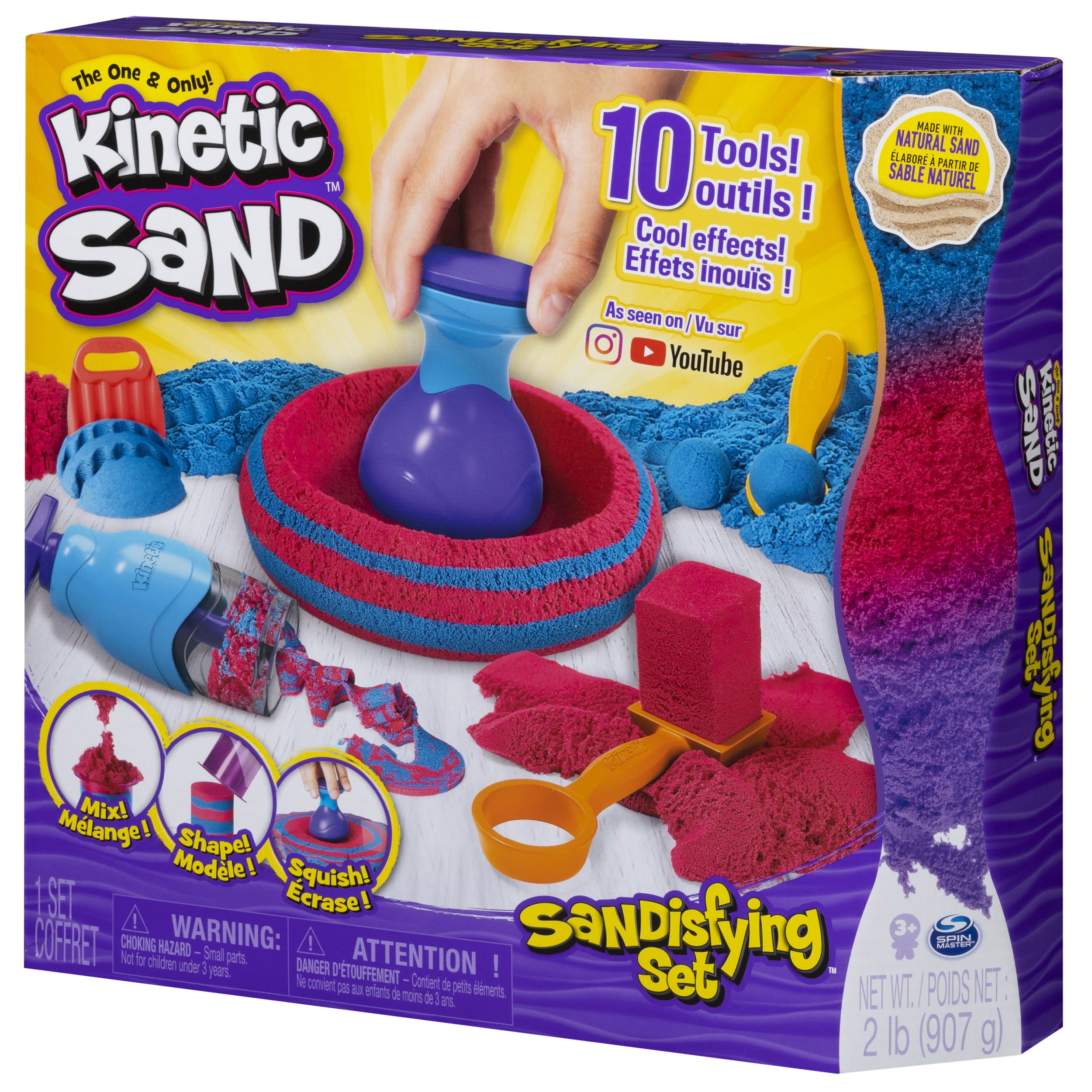 Kinetic Sand, Sandisfying Set with 2lbs of Sand and 10 Tools, Play Sand Sensory Toys for Kids Ages 3 and up