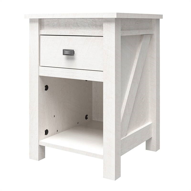 Farmhouse 1 Drawer Bedroom Nightstand with Open Shelf