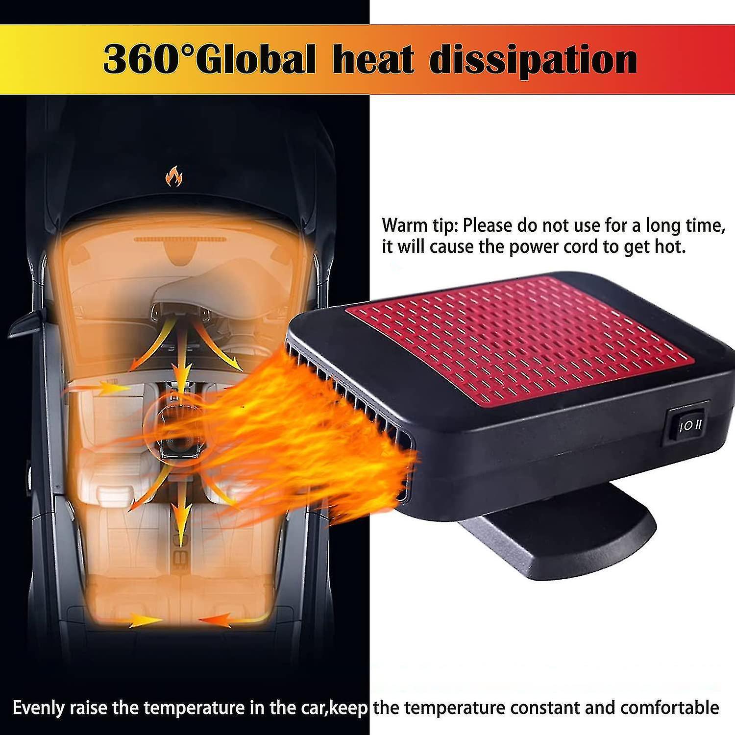 Portable Car Heater，360 Rotatable 12v 200w Car Heater Defroster 2 In 1 Heating and Cooling Fan Windshi