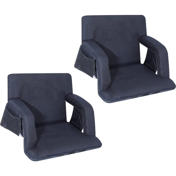 Stadium Seats，5 Reclining Positions Bleacher Chairs with Padded Armrests，Side Pockets，Waterproof Thick Cushion