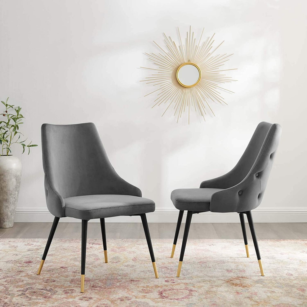 2 Pack Dining Chair  Soft Velvet Seat With Unique Button Tufted Exterior   Transitional   Dining Chairs   by Decor Love  Houzz