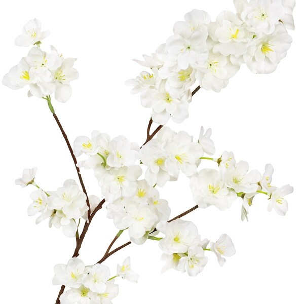 Set of 6 Cream White Artificial Cherry Blossom Flower Stem Spray 34in