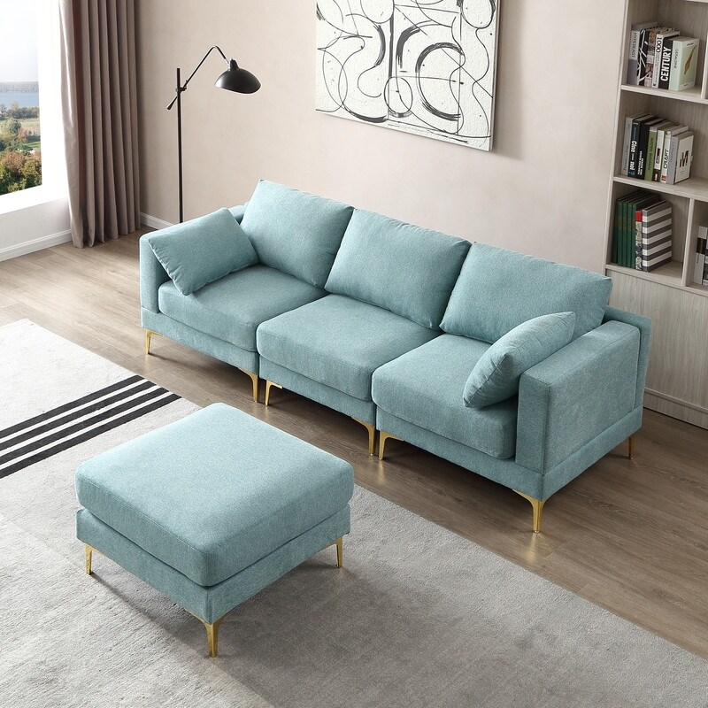 4 Piece Leisure Free Combination Sofa with 2 Pillows