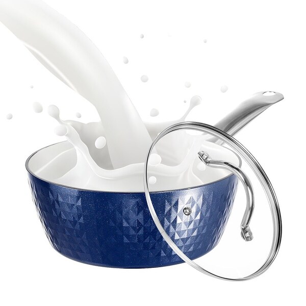 1.5L Induction Saucepan with Lid，Aluminum Ceramic Coating Cooking