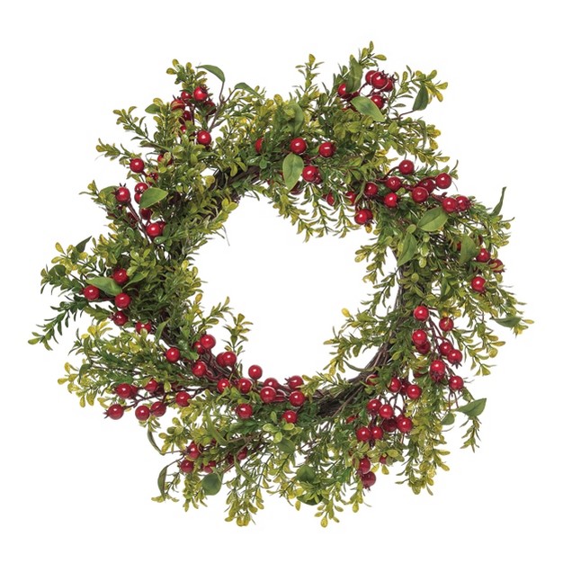 Transpac Artificial 24 In Multicolored Christmas Merry Berry Wreath