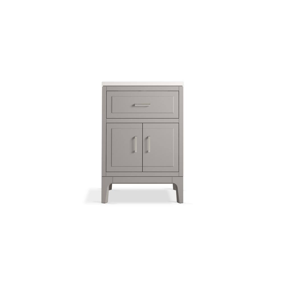 KOHLER Seer 24.125 in. W x 18.0625 in. D x 35.8125 in. H Bathroom Vanity in Mohair Grey with Quartz Top K-33551-ASB-1WT