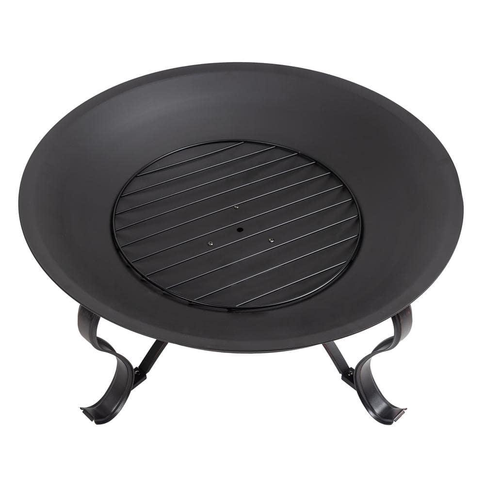 Hampton Bay Sadler 30 in x 19 in Round Steel Wood Burning Fire Pit in Rubbed Bronze