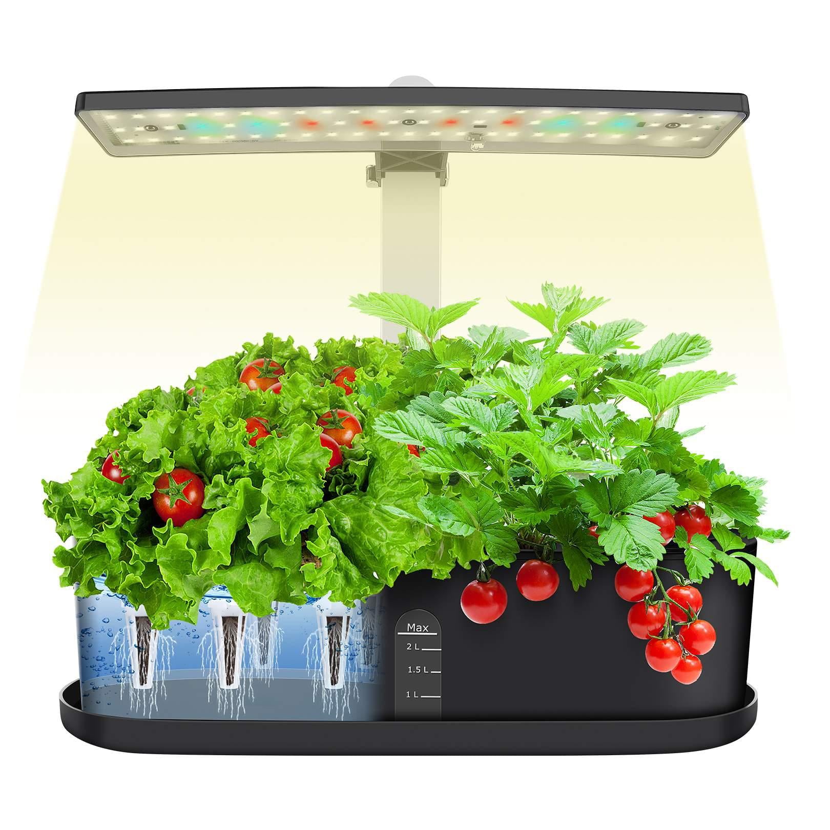 10 Pods Indoor Garden Kit， Hydroponics Growing System， Smart Herb Garden Planter W/ LED Grow Light， Automatic Timer Germination Starting Starter Kit for Home Kitchen Office， Height Adjustable