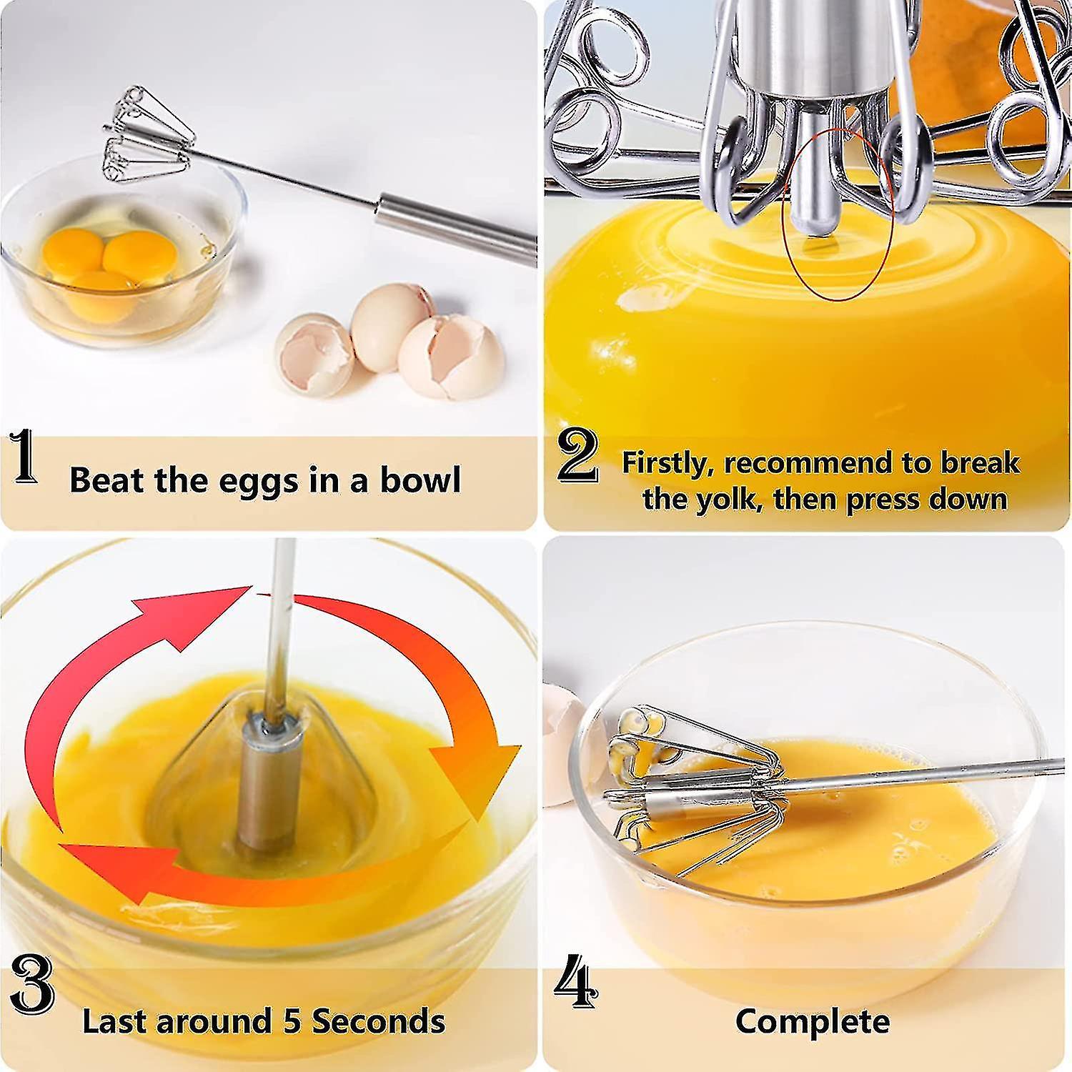 Egg Whisk， Stainless Steel Hand Push Whisk Blender For Home - Versatile Tool For Egg Beater， Milk Fr