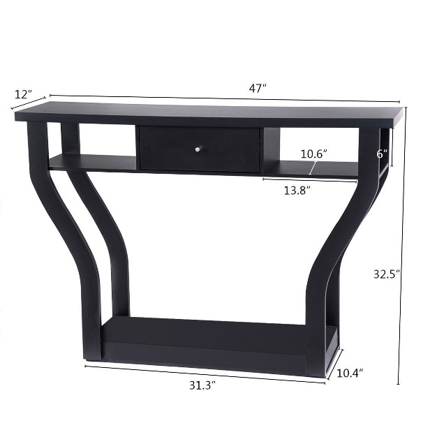 Costway Black Accent Console Table Modern Sofa Entryway Hallway Hall Furniture W drawer