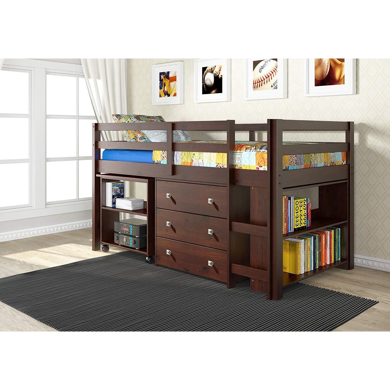 Donco Kids Twin Low Loft Bed-Color:Dark Cappuccino