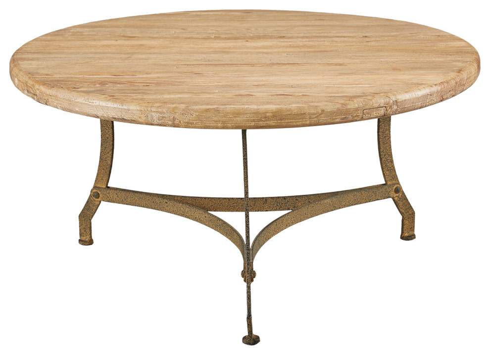 Newport Circular Elm Coffee Table   36.5 inch diameter   Industrial   Coffee Tables   by Furniture Classics  Houzz