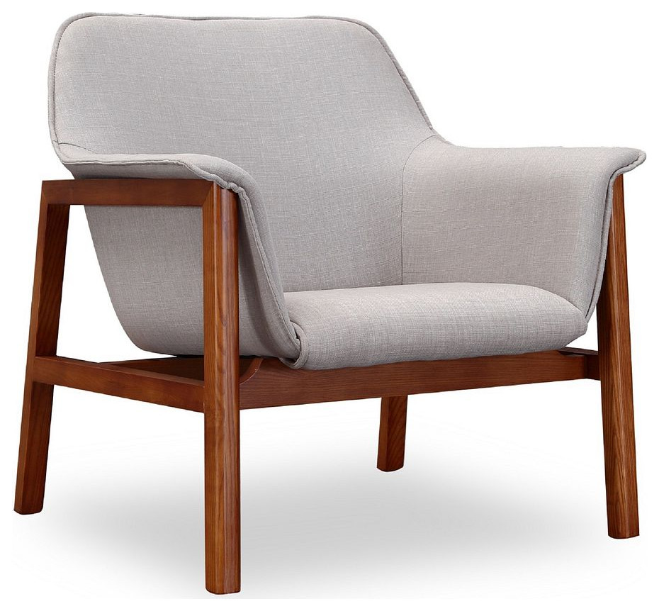 Miller Accent Chair in Grey and Walnut (Set of 2)   Midcentury   Armchairs And Accent Chairs   by Morning Design Group  Inc  Houzz