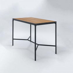 Table haute jardin 4 personnes bambou/aluminium noir - HOUE Four