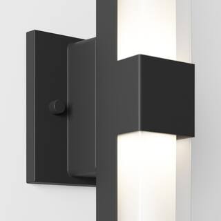 Artika Gemini Black Modern 3 CCT Integrated LED Outdoor Hardwired Garage and Porch Light Lantern Sconce OUT-GEC-MB