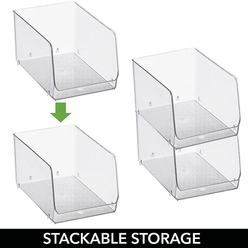 mDesign 7.7 x 12.1 x 6.25 Stackable Plastic Food Storage Bin， Open Front， 2 Pack