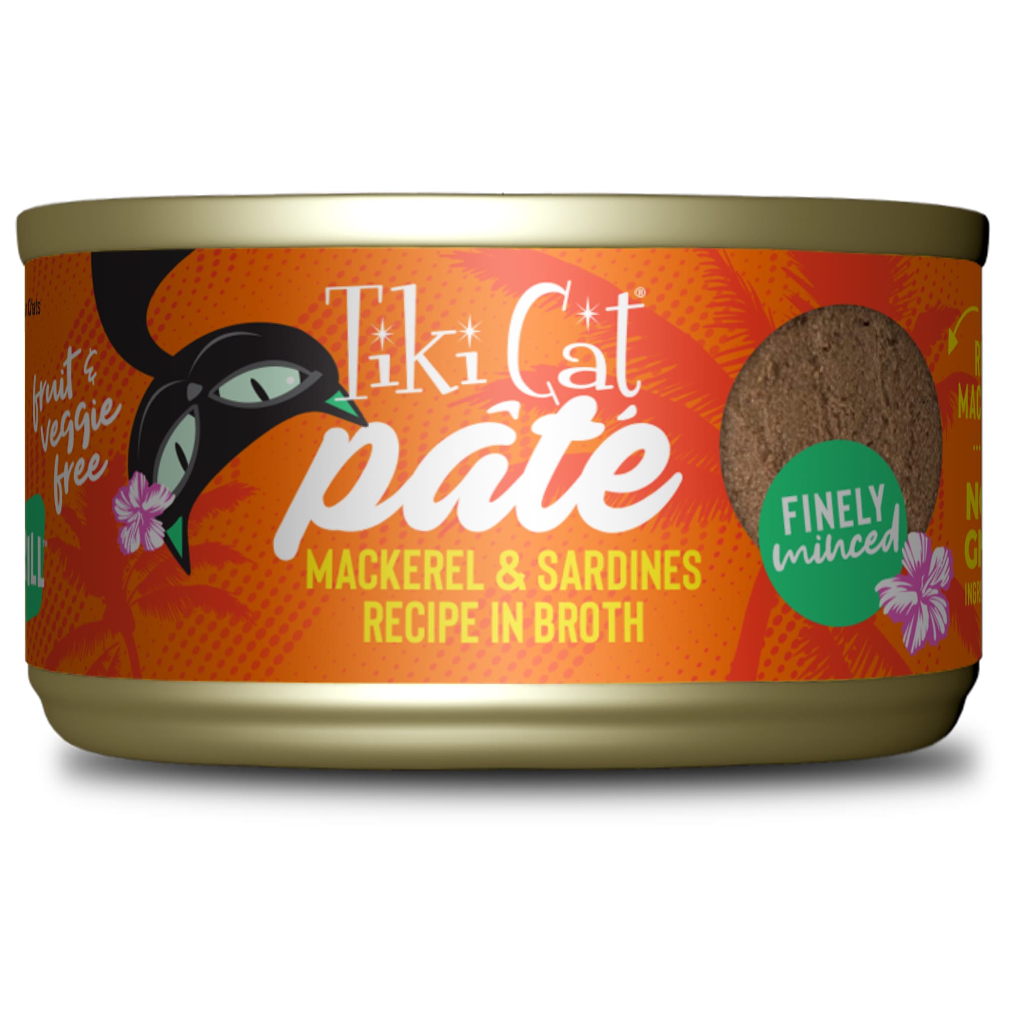 Tiki Cat Grill Mackerel  Sardine Recipe Pate Wet Food， 2.8 oz.， Case of 12