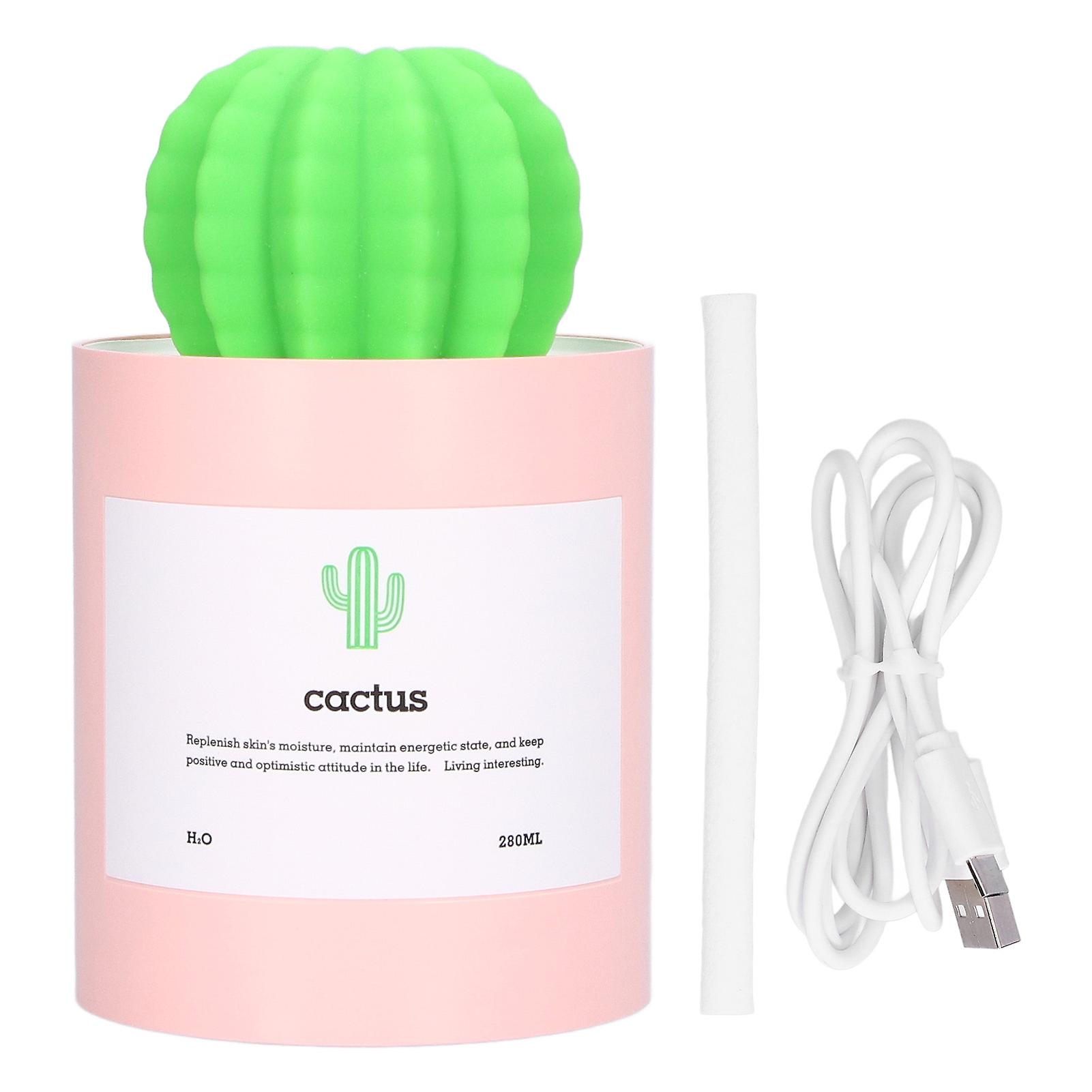 280ml Cactus Desktop Humidifier USB Power Supply Mute Nano Atomization HumidifierPink