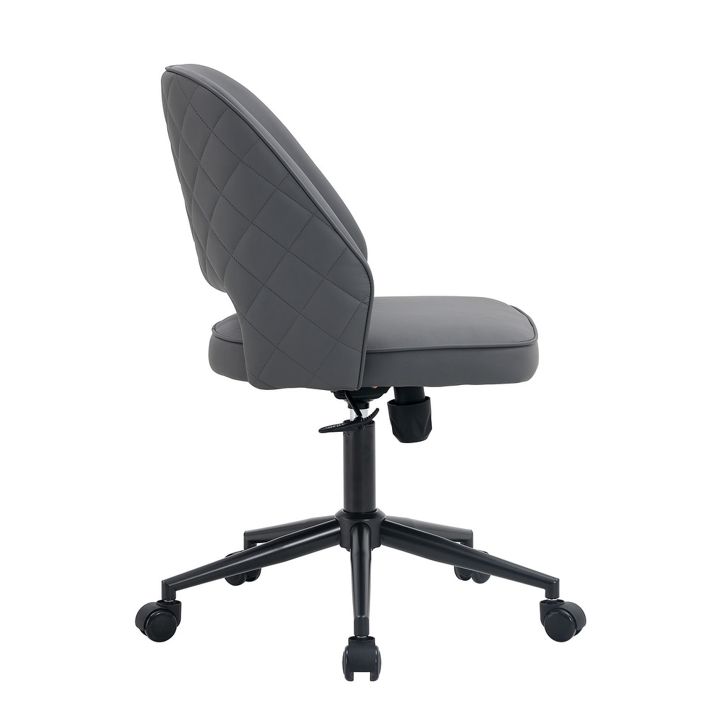 Modern home grey PU Office chair adjustable 360 ▲ swivel chair armless computer chair with wheels living room office