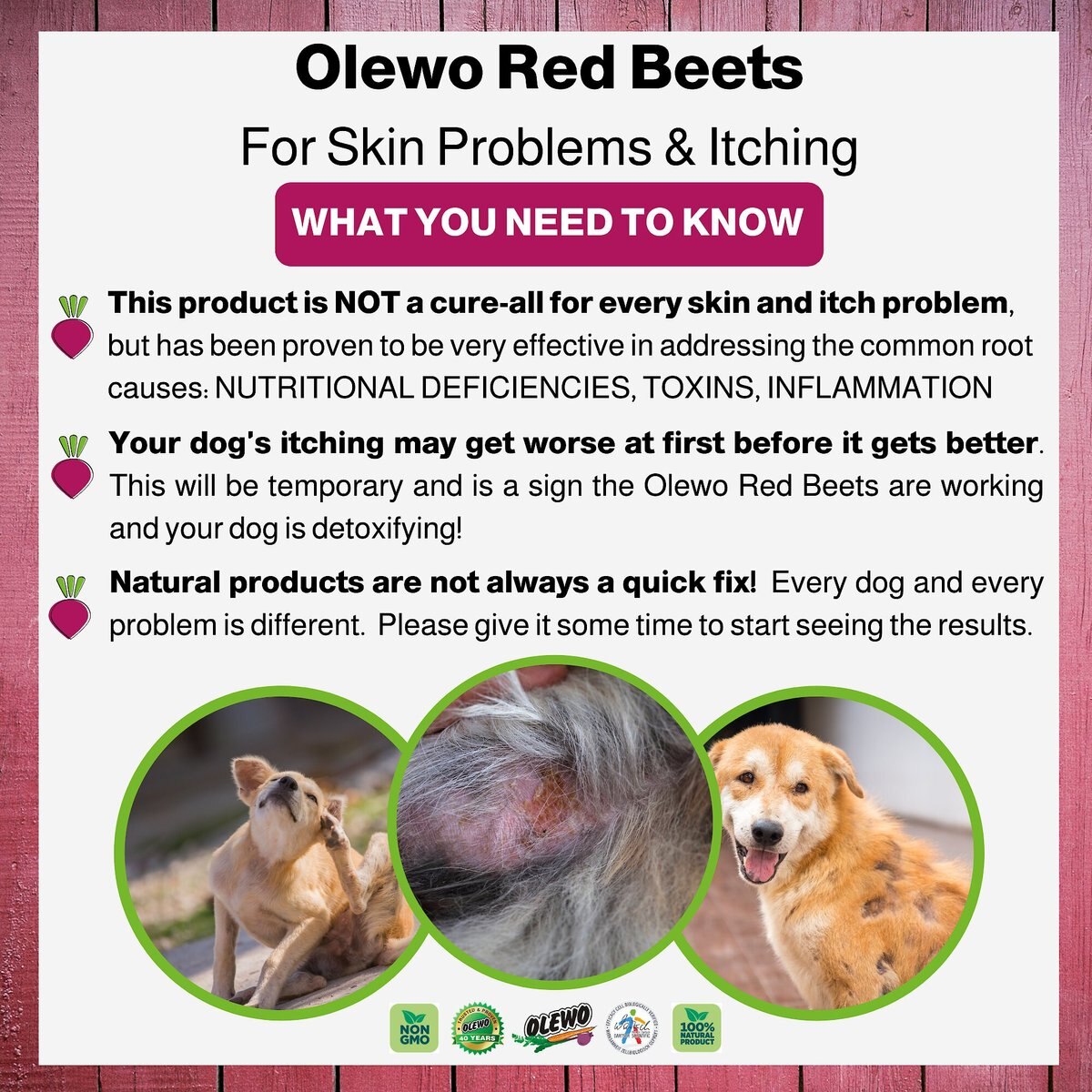 Olewo Itch and Allergy Relief Dehydrated Red Beets Healthy Weight Dog Food Topper