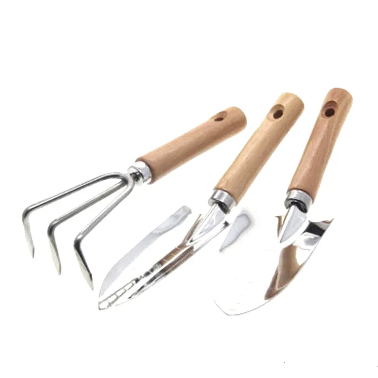 wooden handle stainless steel wholesale gardening supplies hand tools planting garden hand tool kit