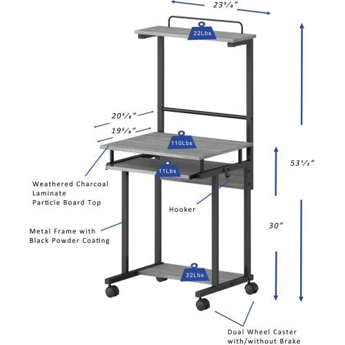 Lorell Mobile Computer Workstation (18245)