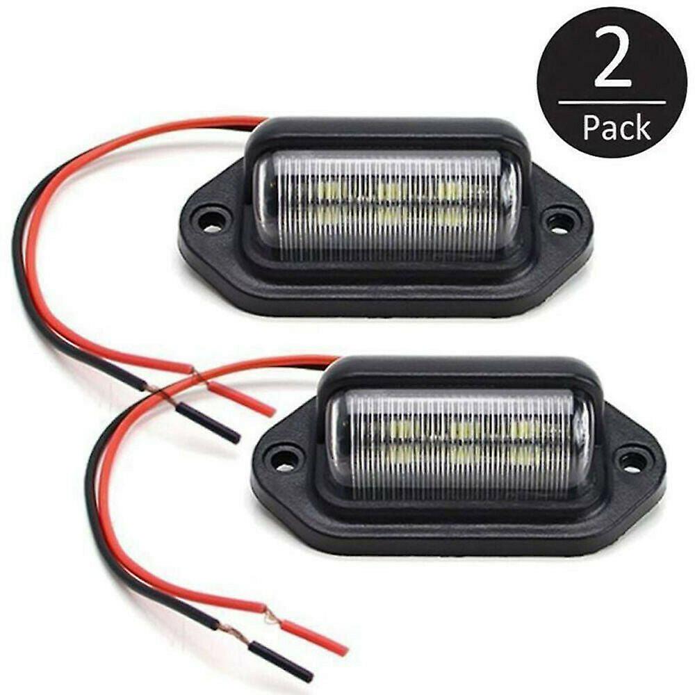 2Pcs 6 led license number plate light lamps for truck suv trailer lorry 12/24v