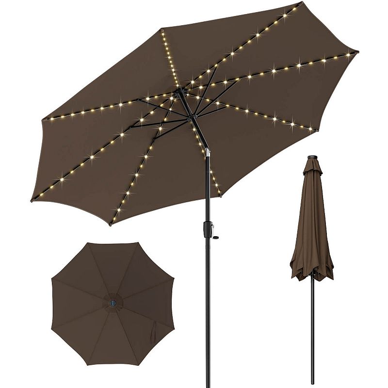 10 Feet Patio Offset Umbrella with 112 Solar-Powered LED Lights