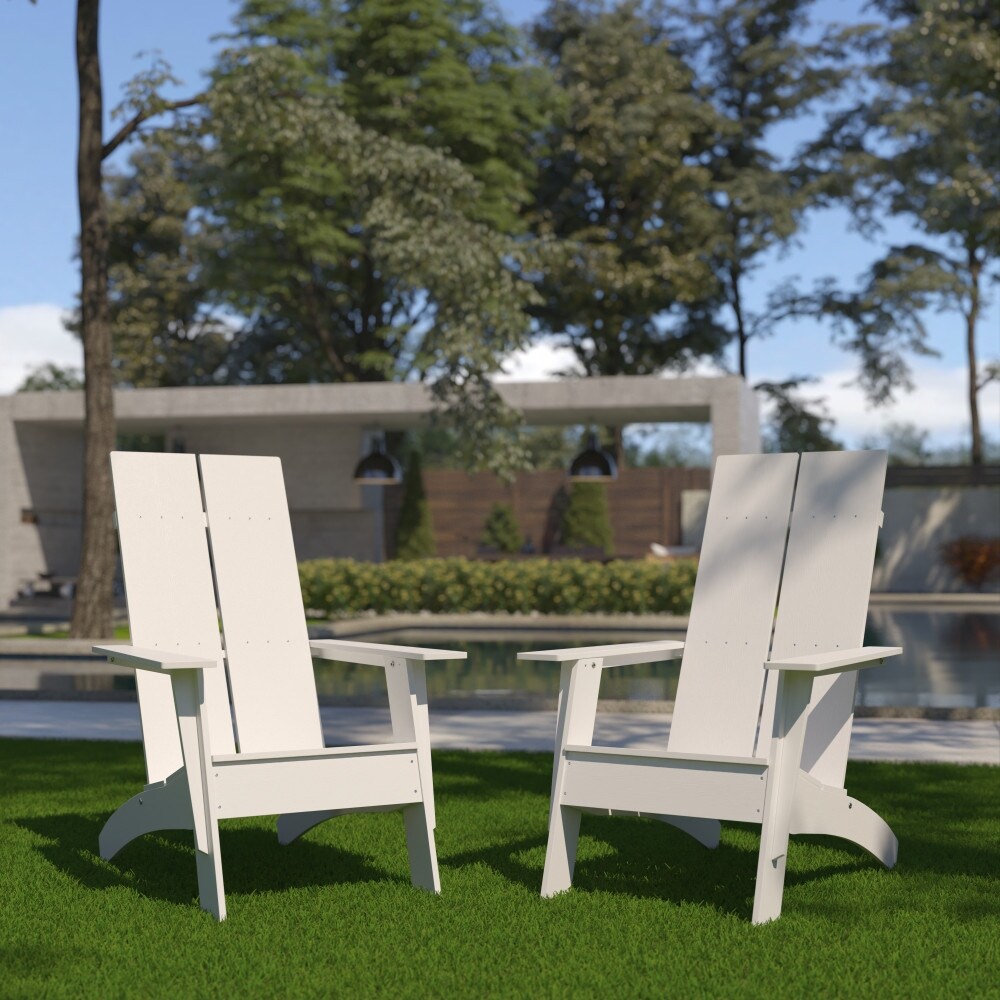 Modern Dual Slat Back Adirondack Style Chairs (Set of 2)